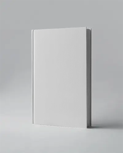 Minimal Aesthetic Cover Book Mockup Standing Against Plain Background In Clean Studio Light