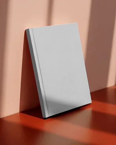 Modern Book Mockup Standing Against Wall With Soft Natural Light Shadow