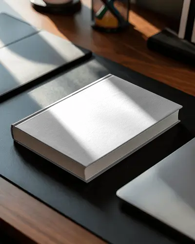 High Quality Hardcover Book Mockup Simple Clean Desktop Setup For Design Presentation