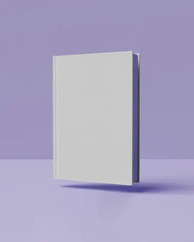 Floating Book Mockup On Pastel Purple Background With Clean Soft Shadow Floor