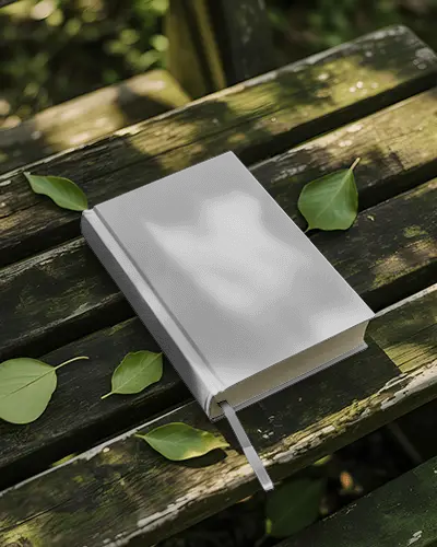 hardcover-book-mockup-with-ribbon-placed-on-wooden-bench-nature-reading-outdoor