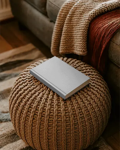 hardcover-book-mockup-on-knit-pouf-living-room-cozy-reading-space-decoration