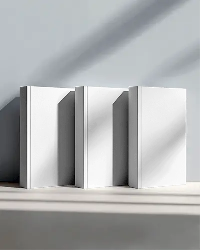 Set Of Three Blank Hardcover Books Display Mockup For Authors And Designers
