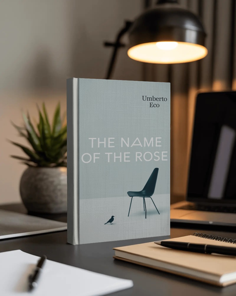 Blank Book Cover Mockup With Office Accessories And Warm Lamp Lighting