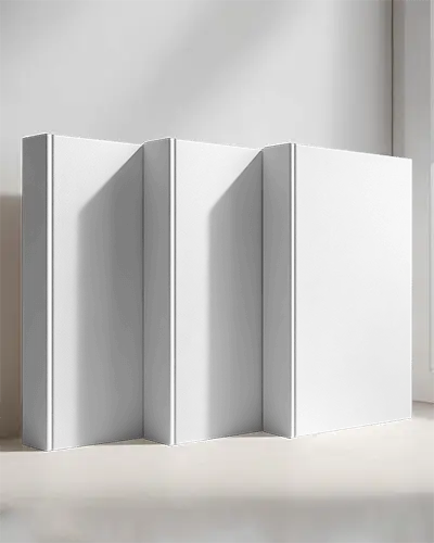 Three Book Stack Mockup Display With Simple Elegant Hardshell Binding For Design Showcase