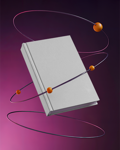 Hardcover Book Mockup With Orbiting Spheres For Modern Publishing And Design Presentations