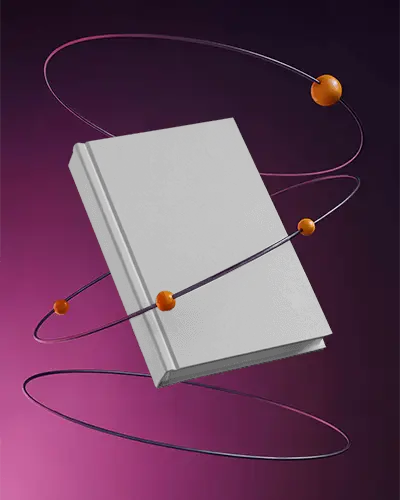 Hardcover Book Mockup With Orbiting Spheres For Modern Publishing And Design Presentations