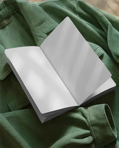 High Quality Book Mockup Display Open Layout On Textured Fabric Background For Marketing