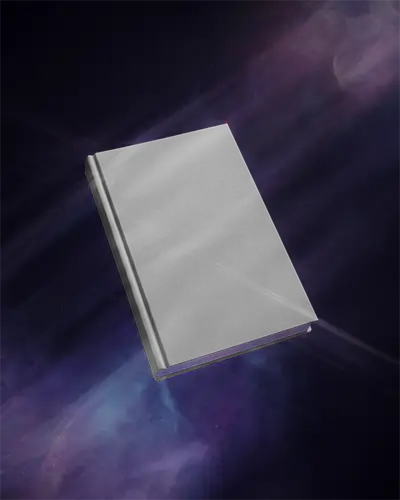 Hardcover Book Mockup Floating On Abstract Galaxy Background Perfect For Book Promotions