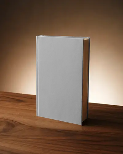 Hardcover Book Mockup On Wood Surface With Minimalist Studio Background For Designs