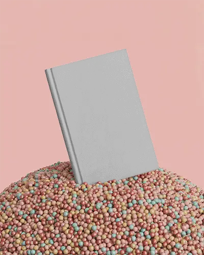 Hardcover Book Mockup Standing Upright On Sphere Texture Background Perfect For Display