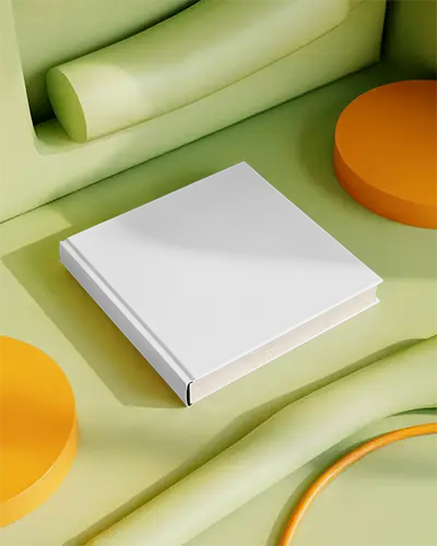 Hardcover Book Mockup Placed On Modern Abstract Background For Design Presentation