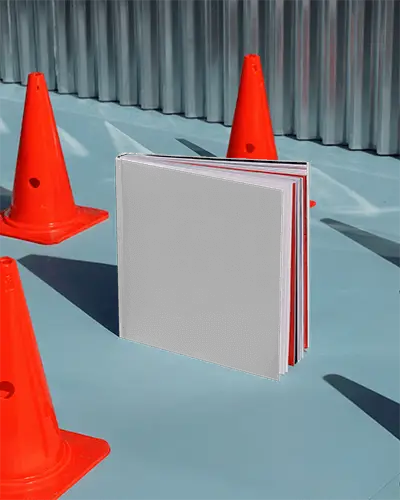 Urban Book Mockup With Minimalist Design And Modern Traffic Cone Background