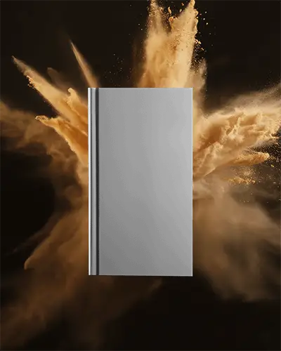 Hardcover Book Mockup Floating With Dynamic Dust Explosion Background Creative Presentation