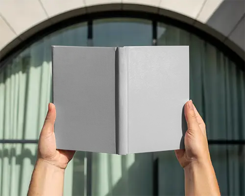 Creative Book Cover Mockup For Custom Print Design Showcase With Hands