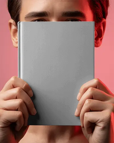 Realistic Hands Showing Book Front Cover Mockup For Printing Project