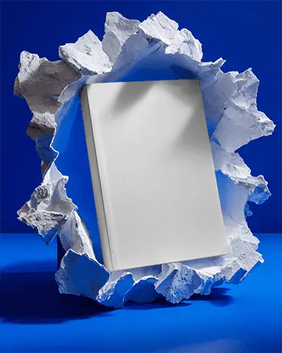 3d Floating Book Mockup In Minimalistic Ripped Wall Texture Creative Design