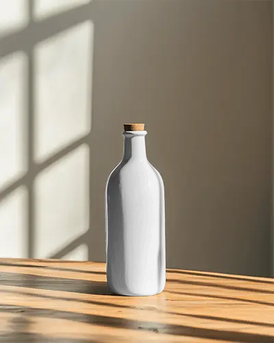 Plastic Bottle Mockup With Cork Cap Minimal Straight Standing Front View