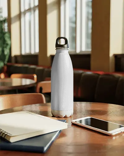 Reusable Stainless Steel Water Bottle Mockup For Outdoors Office And Everyday Hydration Needs