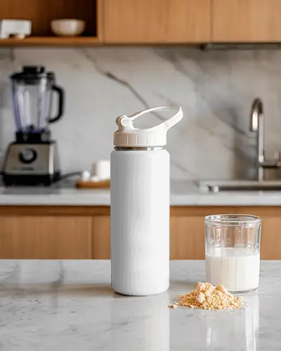 Reusable Water Bottle With Flip Top Lid For Easy Drinking And Portable Hydration Near Glass