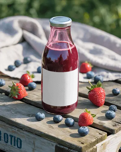refreshing-fruit-drink-bottle-mockup-on-wooden-table-with-strawberries-and-blueberries