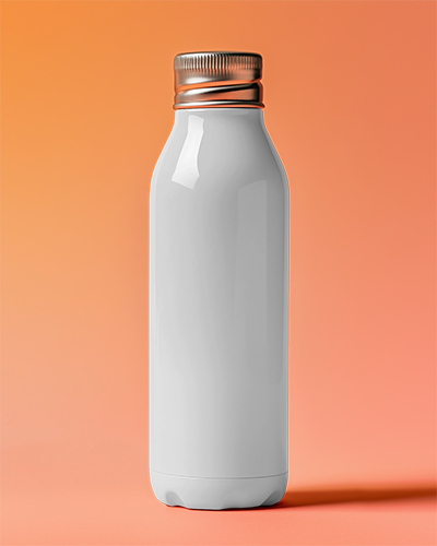 Plastic Bottle Mockup With Metal Cap Mountain Spring Water Design On Peach Background