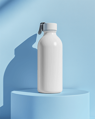 Refreshing Plastic Bottle Mockup Light Ivory Travel Setting With Subtle Lighting And Botanical Label Artwork