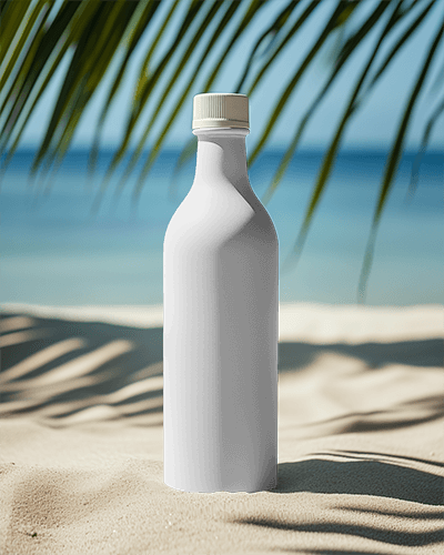 Eco Friendly Bottle Mockup With Abstract Botanical Illustration And Premium Branding Showcase