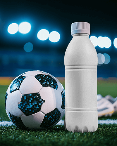 Sports Drink Bottle Mockup With Professional Packaging And High Energy Football Field Background