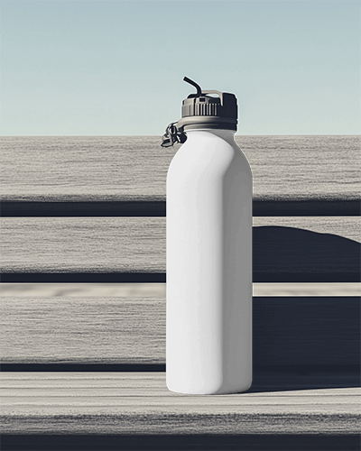 Modern Sports Water Bottle Mockup With Minimalist Wave Design And Outdoor Adventure Vibe