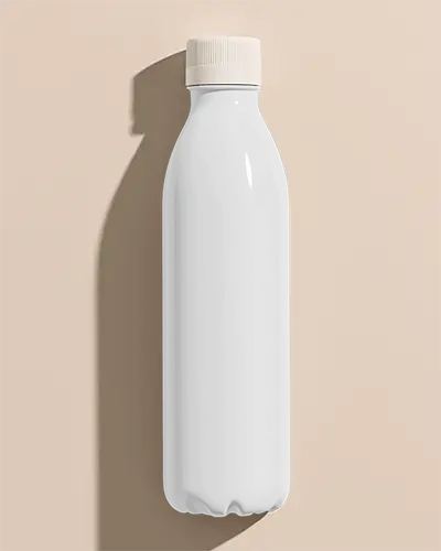 Neutral Backdrop Plastic Bottle Mockup Front View With Subtle Shadow Minimal Lighting Clean And Modern Packaging Presentation