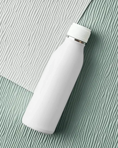 Angled Plastic Bottle Mockup With Clean Cap And Glossy Surface Minimal Lighting Sleek And Modern Packaging Display