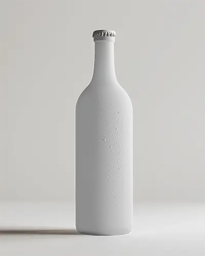 Tall Curved Plastic Bottle Mockup Condensation Effect With Metal Cap Minimal Front Facing Display