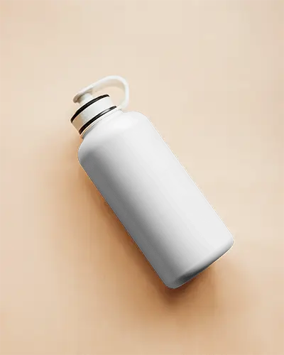 Matte Plastic Water Bottle Mockup Light Color Screw Cap Minimal Style Soft Lighting