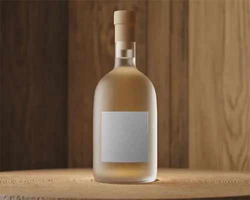 Premium Bottle Mockup On Wooden Podium With Warm Lighting And Clean Label Ready For Branding 0169