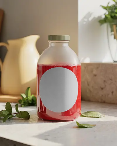 Premium Glass Bottle Mockup With Cylindrical Shape For Beverage Packaging Designs 0220