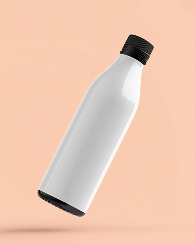 Floating Minimalist Bottle Mockup With Black Cap On Soft Peach Background Clean And Modern Style 023