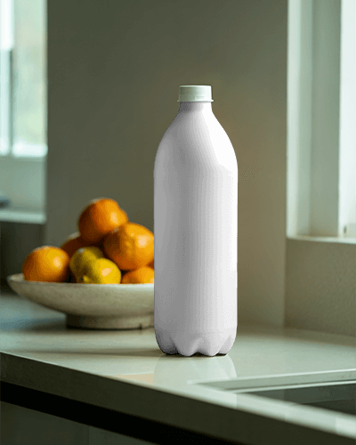Reusable Water Bottle Mockup On Kitchen Counter Modern Minimalist Design For Branding