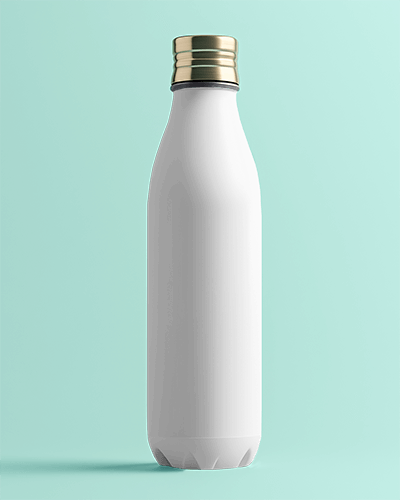 Elegant Bottle Mockup White Stainless Steel Bottle With Gold Cap On Mint Green Background Sleek And Premium Look 031