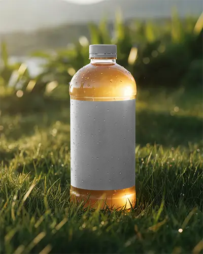 High Quality Clear Plastic Bottle Mockup For Beverage Brand Showcase Outdoors