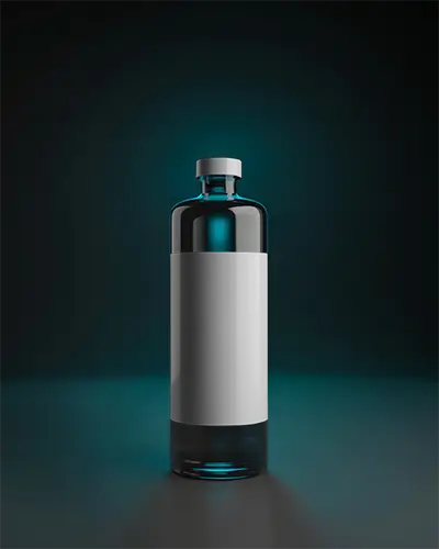 Transparent Bottle Mockup With Minimalistic Label Ideal For Beverage Or Cosmetics Branding