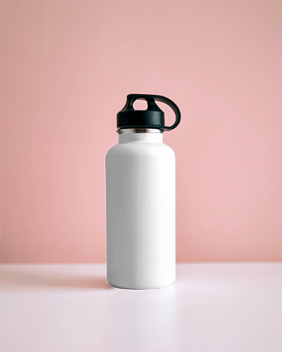 Minimal Bottle Mockup White Metal Bottle With Black Sports Cap On Soft Pink Background Clean And Modern Presentation 032