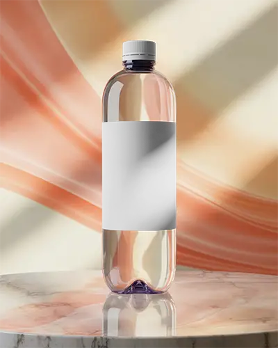 Premium Clear Plastic Bottle Mockup With Sleek Label Perfect For Beverage Branding And Packaging