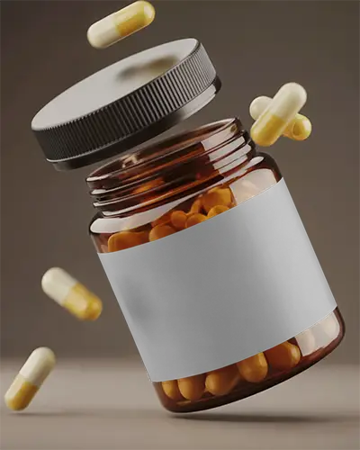 medicine-capsule-bottle-mockup-with-flying-pills-for-branding-and-label-design-use