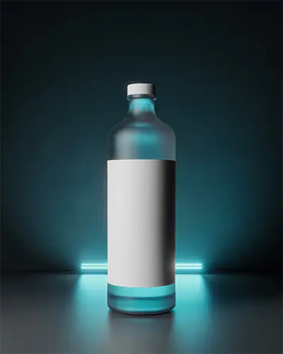 Realistic Frosted Bottle Mockup On Dark Background For Liquid Product Visualization