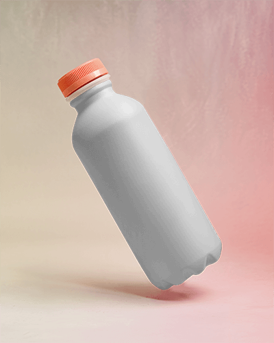 Floating Minimalist Bottle Mockup White Matte Finish With Orange Cap Subtle Pink Gradient Background Clean And Modern Design 034