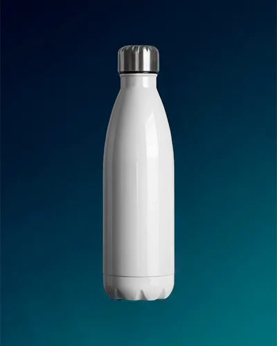 Steel Bottle Mockup On Deep Blue Gradient Background Modern And Realistic