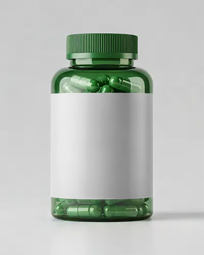 Premium Clear Plastic Bottle Mockup For Capsule Supplement Packaging Design Presentations