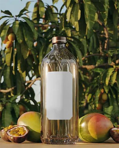 Premium Transparent Glass Bottle Mockup For Beverage Packaging And Product Presentation Design