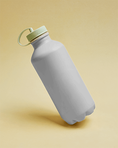 Tilted White Sports Bottle Mockup With Mint Green Cap On Warm Beige Background Clean And Modern Presentation 040